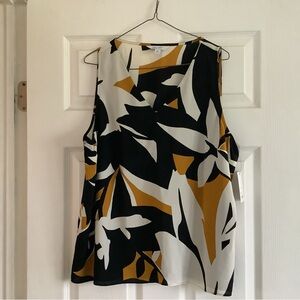 Nine West Black and Gold Abstract Tank Top XL NWT
